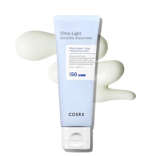 COSRX Ultra-Light Invisible Sunscreen SPF 50 Face Moisturiser, PA++++ Korean Sunscreen, Non Oily Sun Cream, UVA/UVB Protection, Daily Hydrating Sun Lotion, No White Cast 50ml - Damaged Box - BBE 02/2029