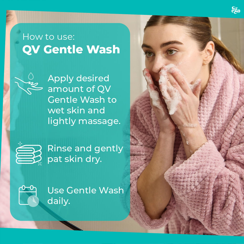 QV Gentle Wash (500g) for Dry, Sensitive Skin, pH Balanced, Unscented, Soap Free, Moisturising Soap alternative that lathers for Dry Skin Eczema, Psoriasis, Dermatitis for whole body - BBE 02/2031