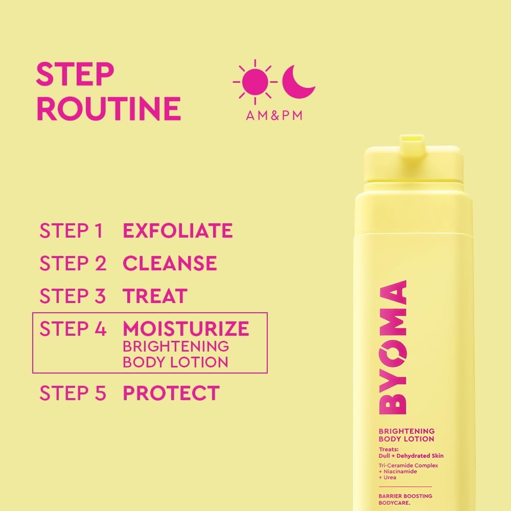 BYOMA Brightening Body Lotion (400ml) For Dull, Dehydrated Skin - Creamy Body Lotion with Niacinamide and Urea - Brightens and Evens Skin Tone