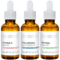 PraNaturals Skin Perfector Face Serum Kit 3x30ml - Hyaluronic Acid, Retinol & Vitamin C - Face Care Anti Ageing Lotion, Reduces fine lines and wrinkles, Enriched with natural oils and vitamins