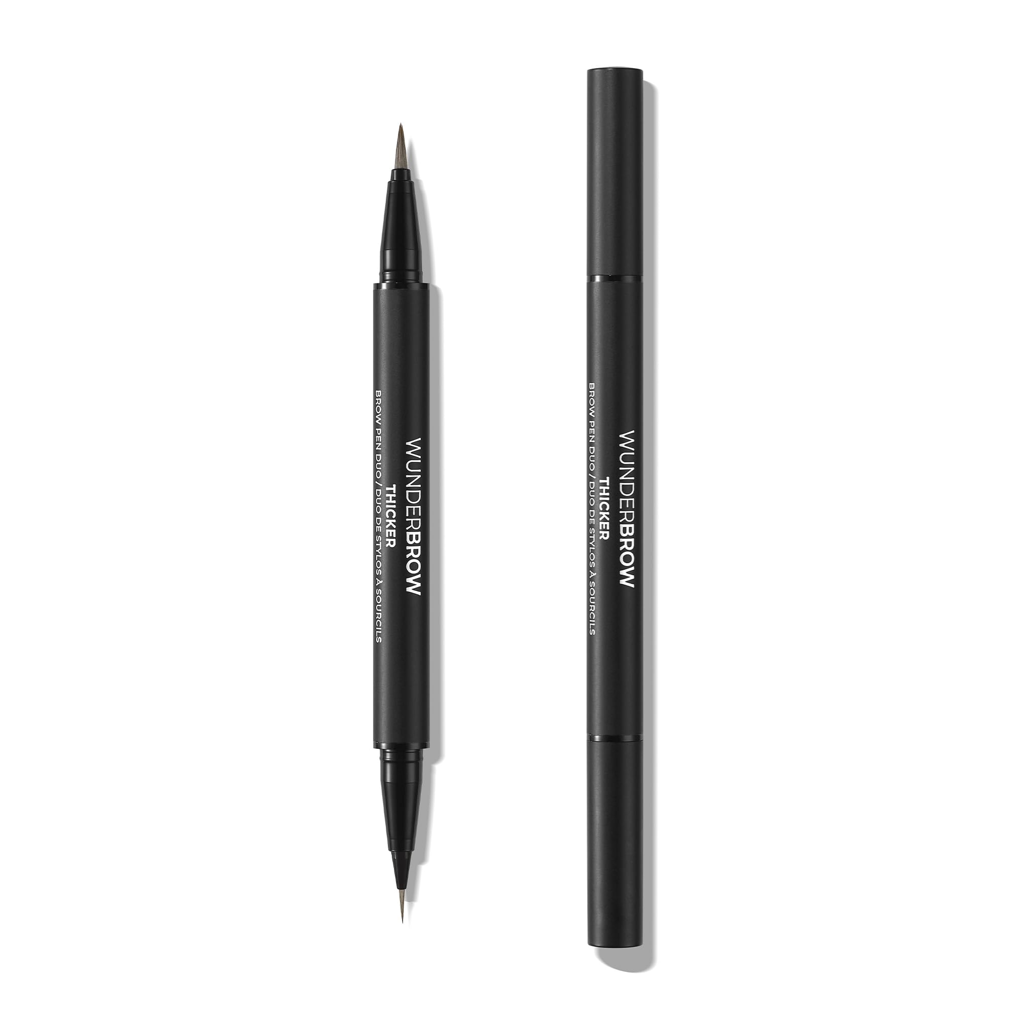 Thicker Brow Pen Duo, Dual Ended Pen Micro Tip & Classic Tip, Smudge Proof, Water Resistant, Vegan & Cruelty Free (Brunette) - Damaged Box