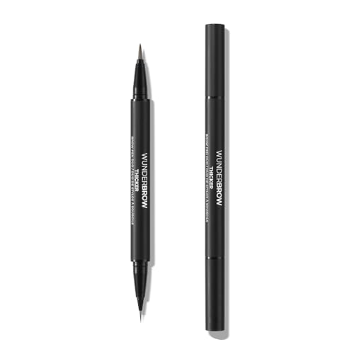 Thicker Brow Pen Duo, Dual Ended Pen Micro Tip & Classic Tip, Smudge Proof, Water Resistant, Vegan & Cruelty Free (Brunette) - Damaged Box