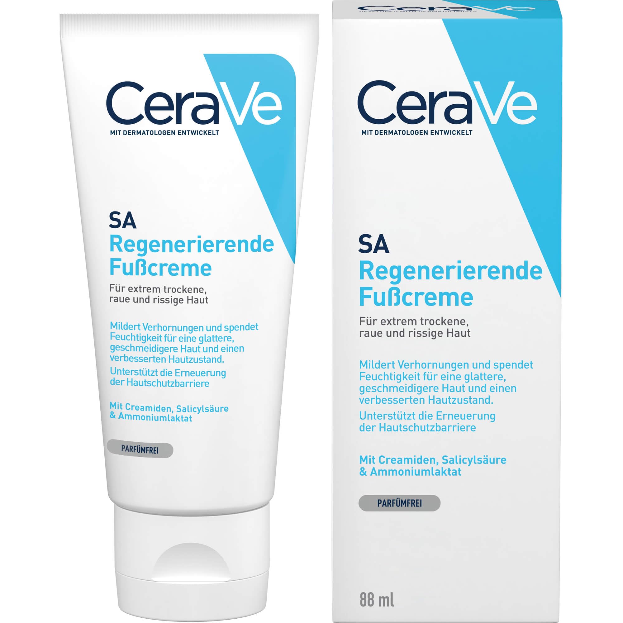 CeraVe SA Renewing Foot Cream With Salicylic Acid & 3 Essential Ceramides, Exfoliating Treatment for Extremely Dry Rough Bumpy Feet, Fast-Absorbing, Dermatologist Developed, 88ml - Damaged Box