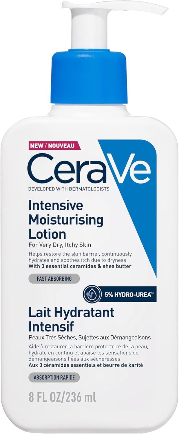 CeraVe Intensive Moisturising Lotion With 3 Essential Ceramides, Hyaluronic Acid, Shea Butter, MVE Technology, For Very Dry Itchy Skin, Fast-Acting, Fragrance Free, 473ml