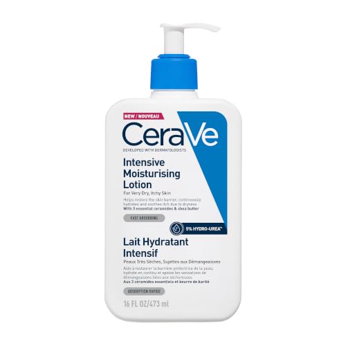 CeraVe Intensive Moisturising Lotion With 3 Essential Ceramides, Hyaluronic Acid, Shea Butter, MVE Technology, For Very Dry Itchy Skin, Fast-Acting, Fragrance Free, 473ml