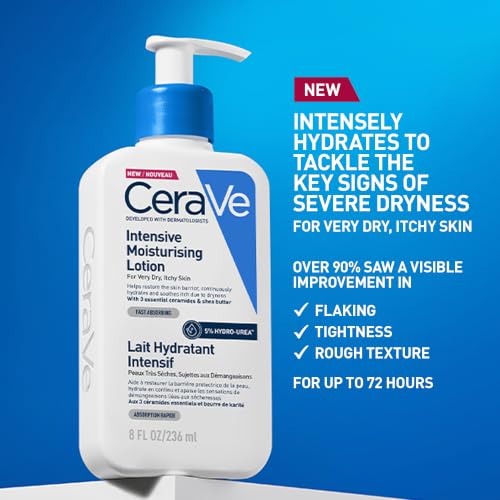 CeraVe Intensive Moisturising Lotion With 3 Essential Ceramides, Hyaluronic Acid, Shea Butter, MVE Technology, For Very Dry Itchy Skin, Fast-Acting, Fragrance Free, 473ml
