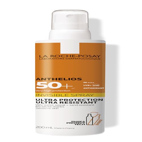 La Roche-Posay Anthelios Invisible Spray SPF50+, Very High Sun Protection Body Sunscreen, UVA UVB Protection, Water Resistant, Shea Butter, Lightweight Finish, 200ml