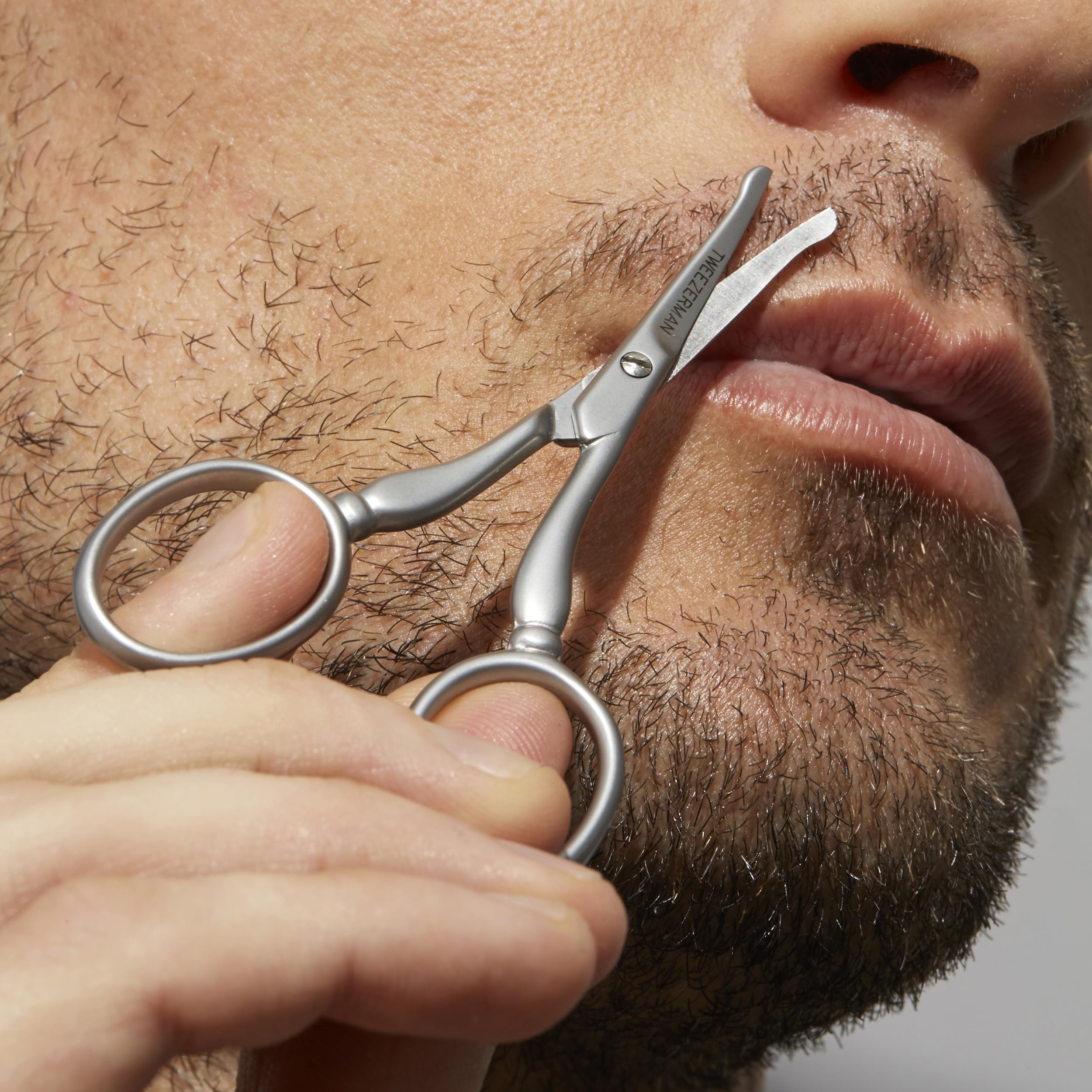 Tweezerman Stainless Steel Facial Hair Scissors Rounded Tip for Eyebrows, Nose, Moustache, Beard and Ear Hair, (Pack of 1)