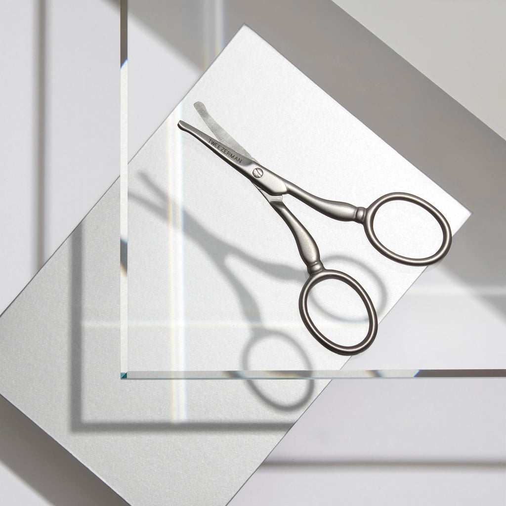 Tweezerman Stainless Steel Facial Hair Scissors Rounded Tip for Eyebrows, Nose, Moustache, Beard and Ear Hair, (Pack of 1)