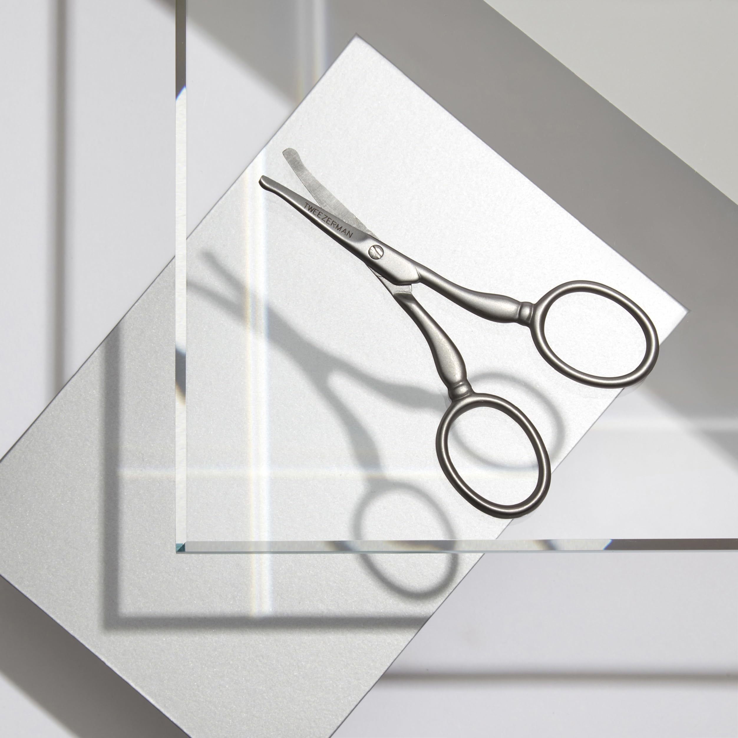 Tweezerman Stainless Steel Facial Hair Scissors Rounded Tip for Eyebrows, Nose, Moustache, Beard and Ear Hair, (Pack of 1)