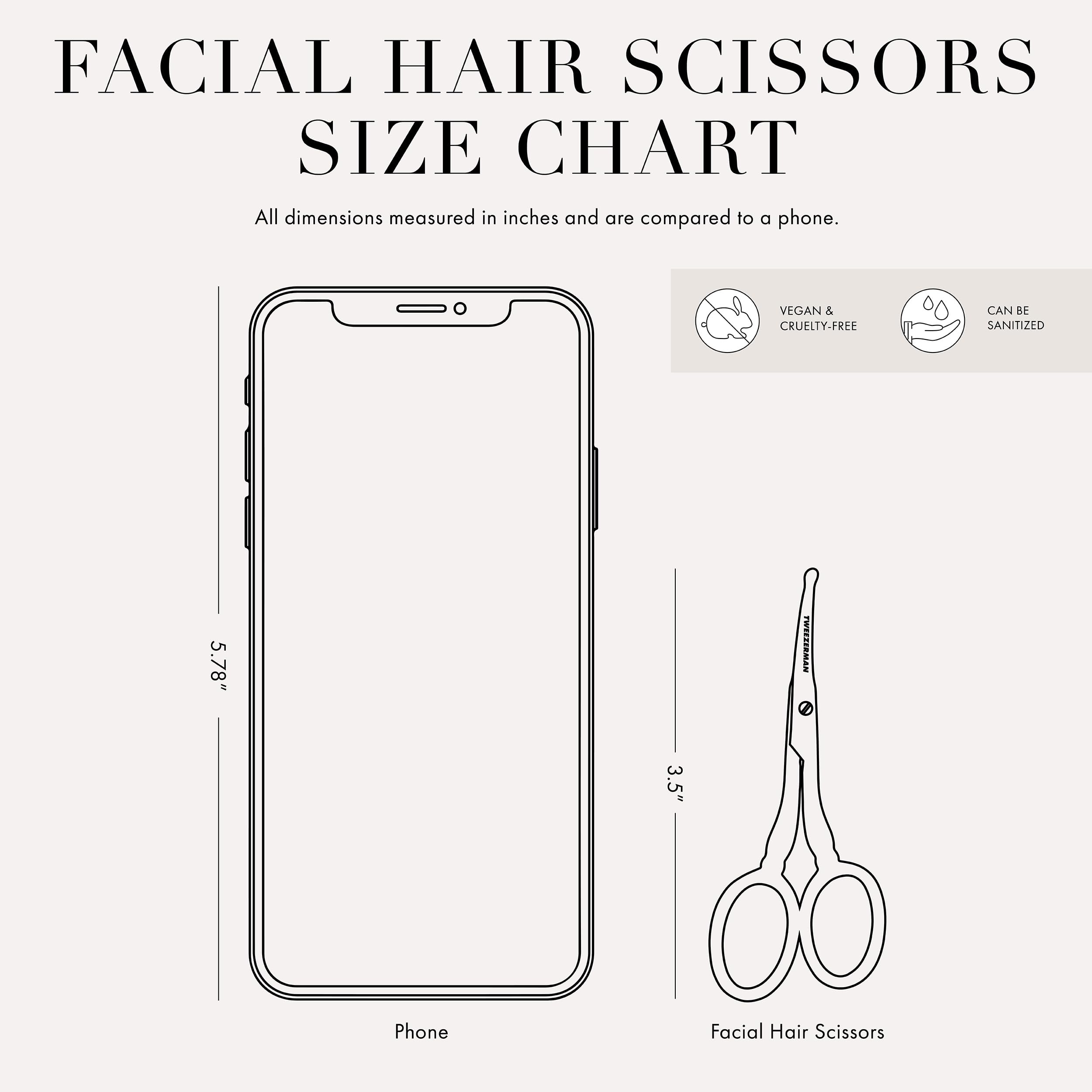 Tweezerman Stainless Steel Facial Hair Scissors Rounded Tip for Eyebrows, Nose, Moustache, Beard and Ear Hair, (Pack of 1)