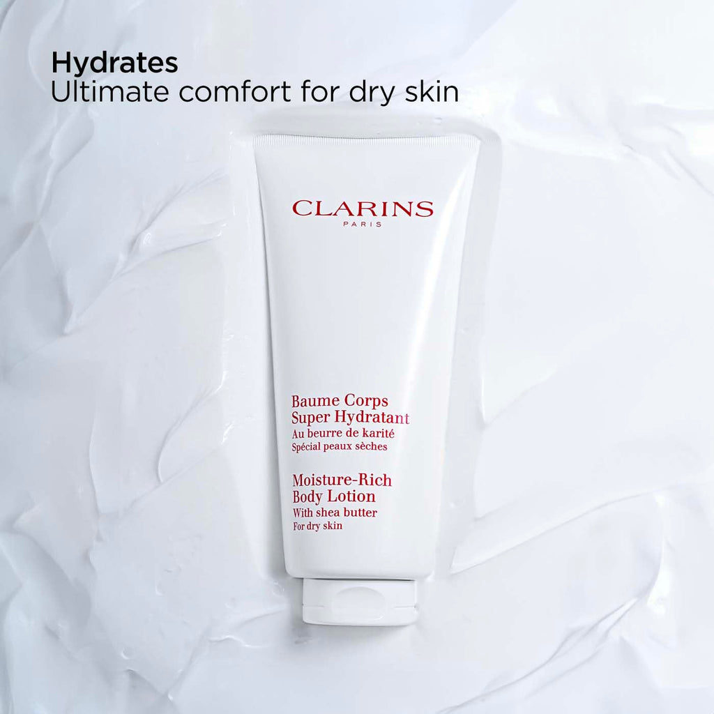 Clarins Moisture-Rich Body Lotion 200ml | Deeply Nourishing Shea Butter Formula, 48-Hour Hydration, Suitable for Dry & Dehydrated Skin - Damaged Box