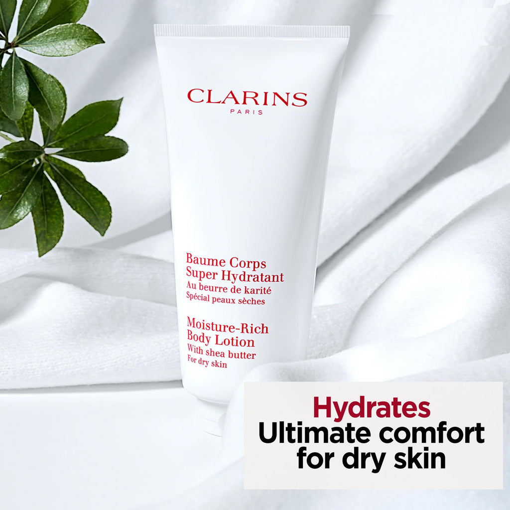 Clarins Moisture-Rich Body Lotion 200ml | Deeply Nourishing Shea Butter Formula, 48-Hour Hydration, Suitable for Dry & Dehydrated Skin - Damaged Box