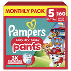 Pampers Baby-Dry Paw Patrol Nappy Pants Size 5 - 160 Nappies - Bulk Pack - Damaged Box