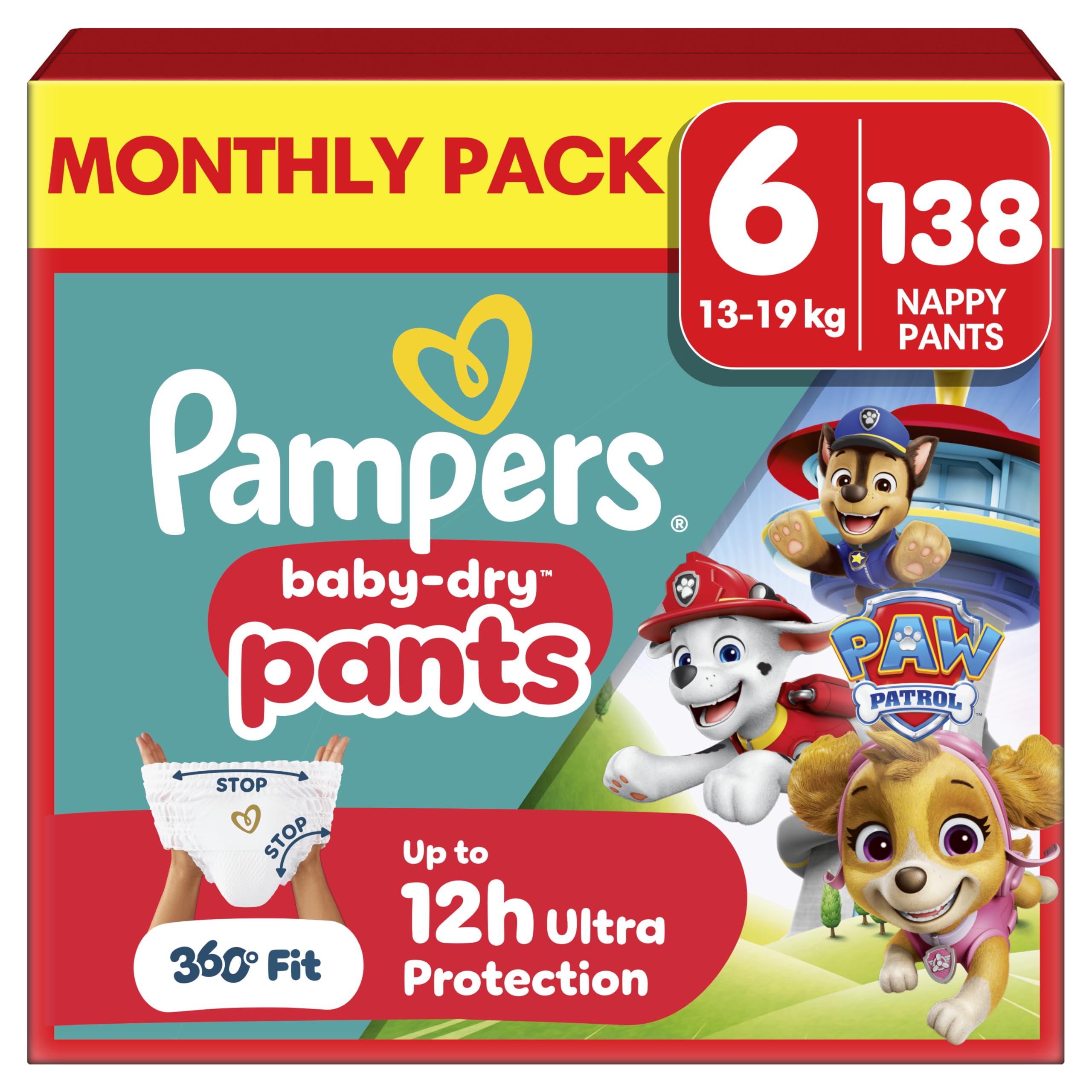 Pampers Baby-Dry Paw Patrol Nappy Pants Size 5 - 160 Nappies - Bulk Pack - Damaged Box