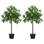 Outsunny Artificial Bay Laurel Topiary Trees with Twisted Trunk, 3FT Green, Set of 2, Indoor Outdoor Plant with Pot - Damaged Box