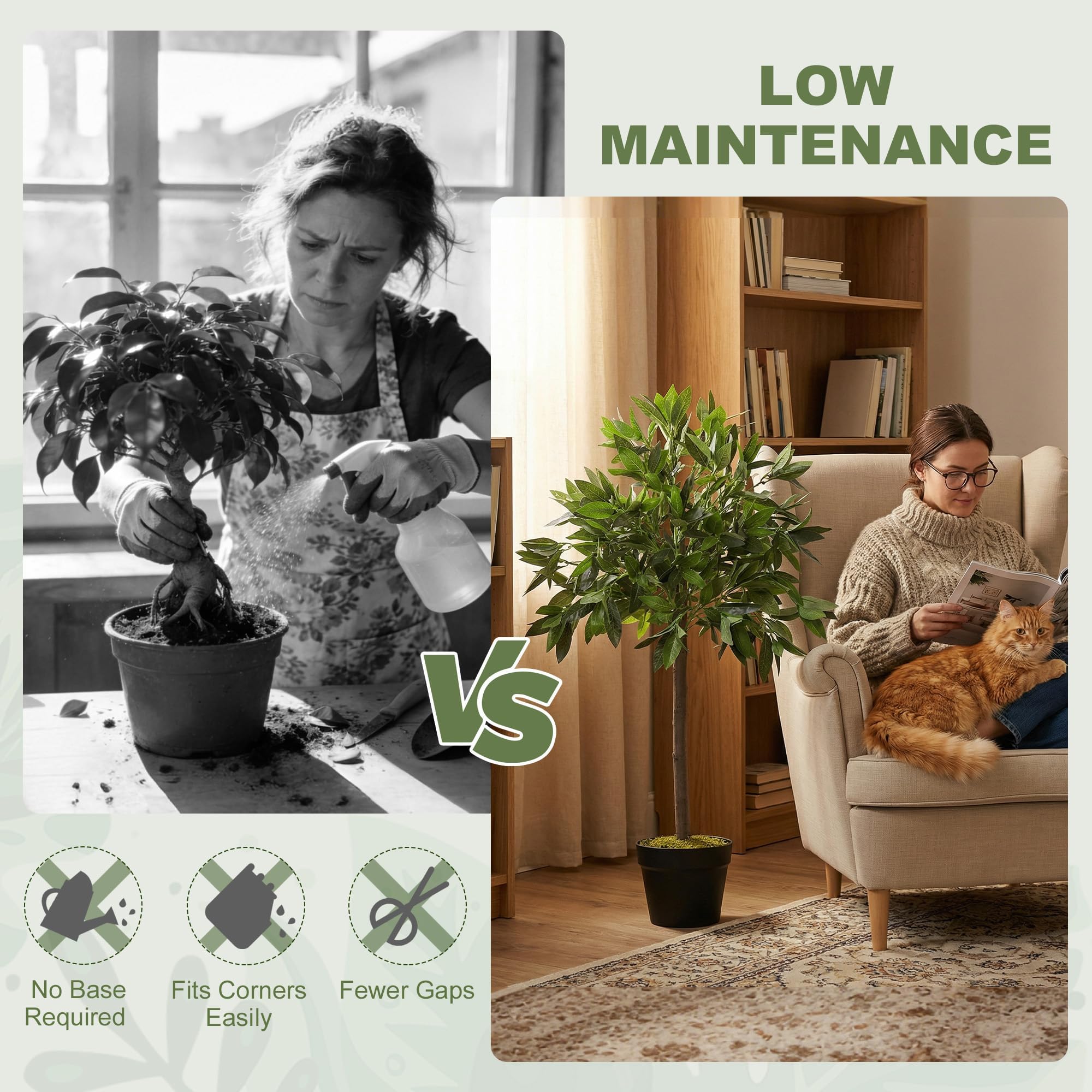 Outsunny Artificial Bay Laurel Topiary Trees with Twisted Trunk, 3FT Green, Set of 2, Indoor Outdoor Plant with Pot - Damaged Box