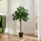 Outsunny Artificial Bay Laurel Topiary Trees with Twisted Trunk, 3FT Green, Set of 2, Indoor Outdoor Plant with Pot - Damaged Box