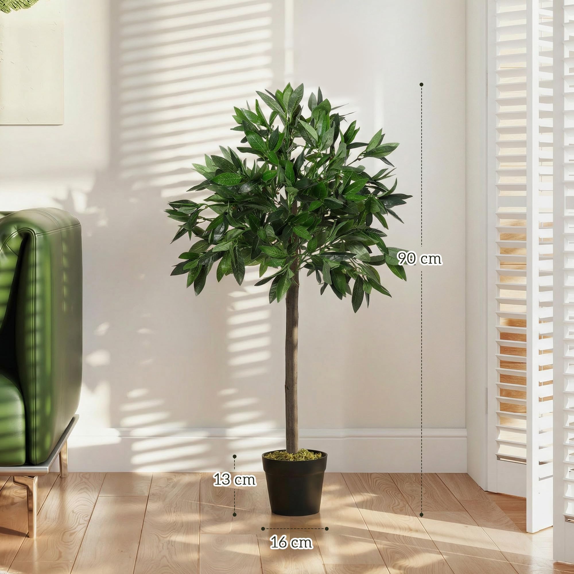 Outsunny Artificial Bay Laurel Topiary Trees with Twisted Trunk, 3FT Green, Set of 2, Indoor Outdoor Plant with Pot - Damaged Box