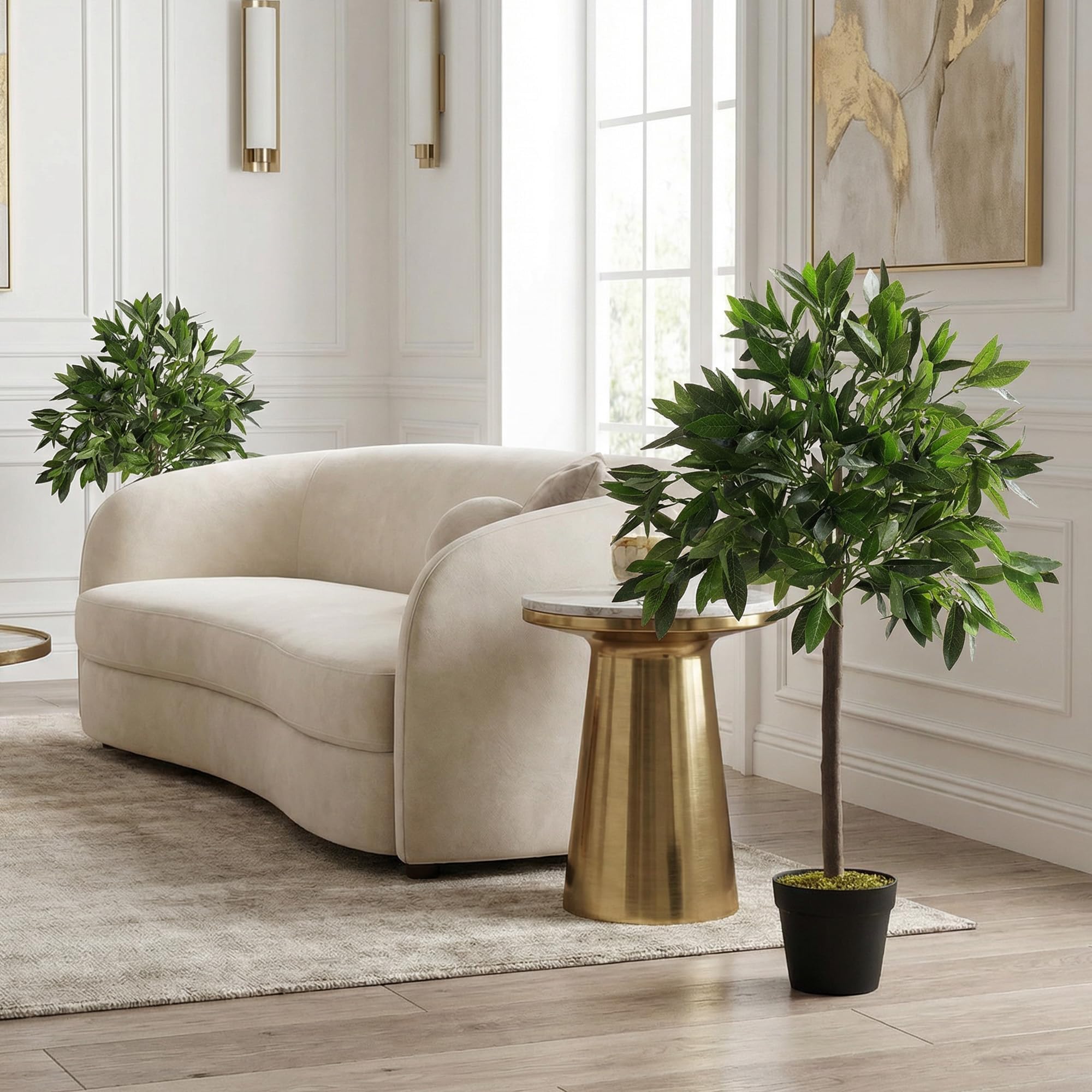 Outsunny Artificial Bay Laurel Topiary Trees with Twisted Trunk, 3FT Green, Set of 2, Indoor Outdoor Plant with Pot - Damaged Box