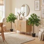 Outsunny Artificial Bay Laurel Topiary Trees with Twisted Trunk, 3FT Green, Set of 2, Indoor Outdoor Plant with Pot - Damaged Box
