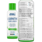 Applied Nutrition L Carnitine 3000 Liquid - L-Carnitine with Green Tea & Vitamin C, Boosts Energy & Weight Management, Vegan (480ml - 32 Servings) (Sour Apple) (Packaging May Vary)