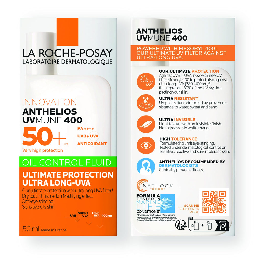 La Roche-Posay Anthelios UVMune 400 Oil Control Invisible Fluid SPF50+ Mattifying Sunscreen 50ml