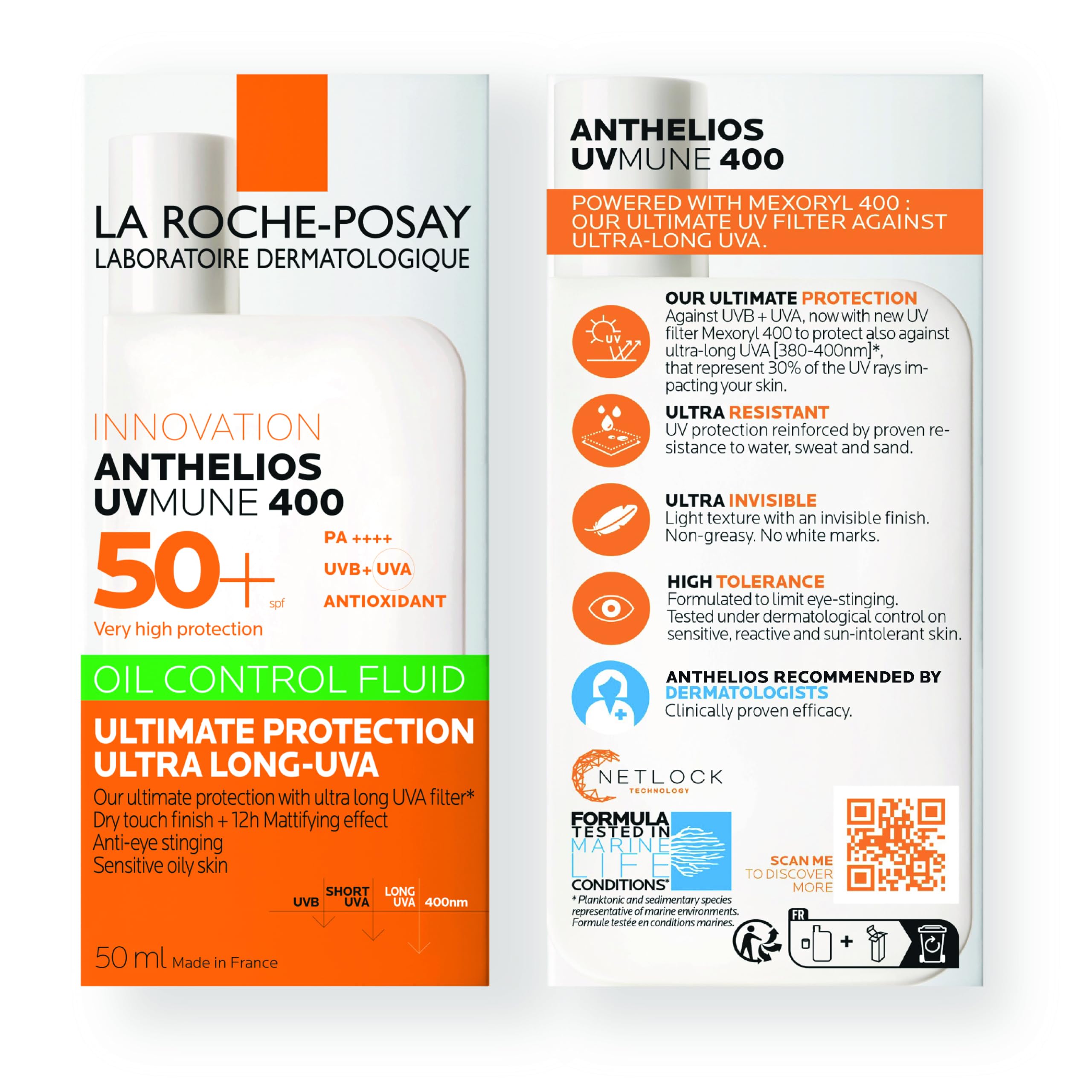 La Roche-Posay Anthelios UVMune 400 Oil Control Invisible Fluid SPF50+ Mattifying Sunscreen 50ml