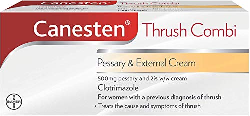 Canesten Thrush Combi Pessary & External Cream for Thrush Treatment | Clotrimazole | Two-Step Complete Relief Thrush Treatment - BBE 12/2027