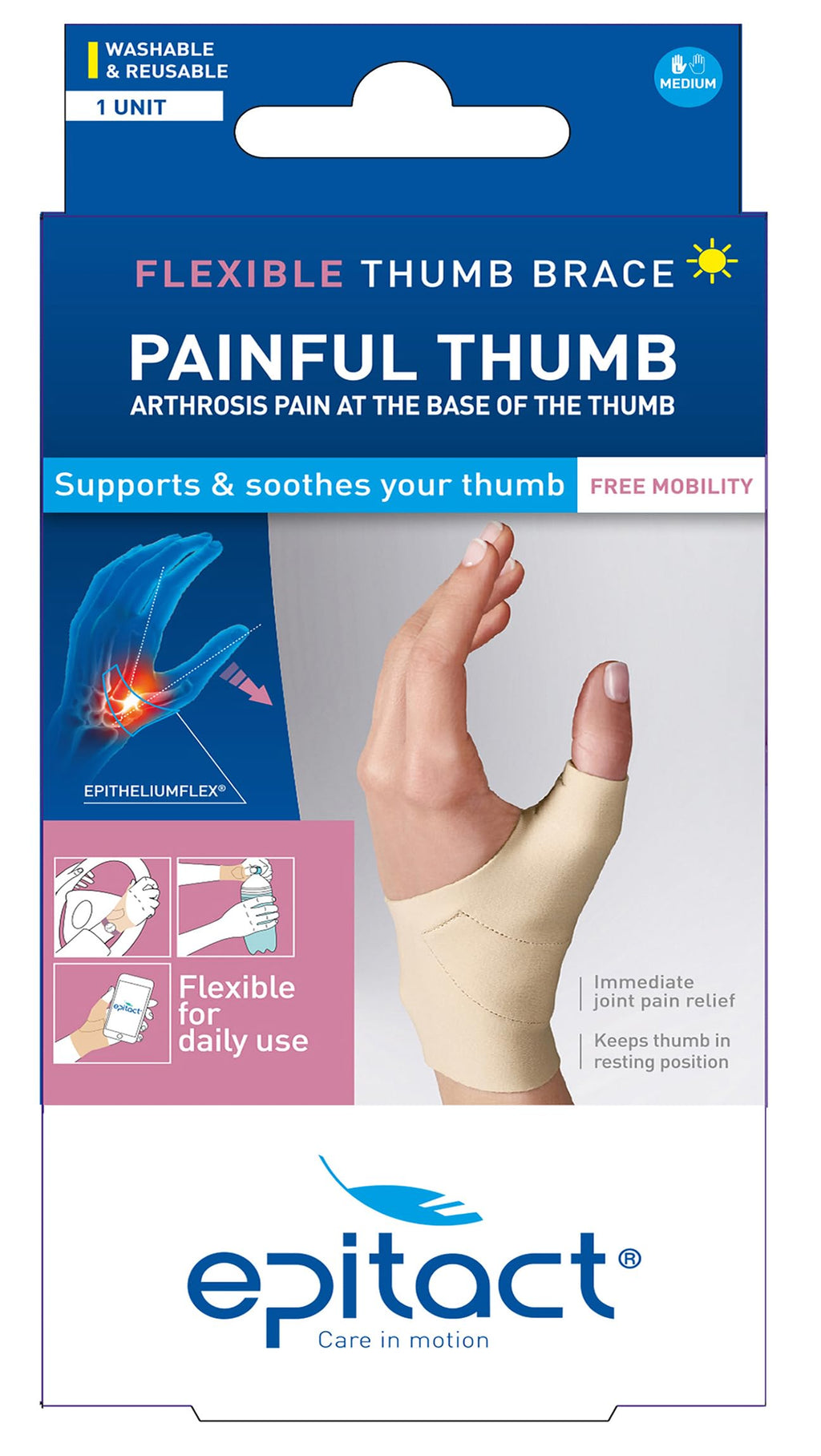 Epitact - Flexible Day Thumb Brace For Painful Thumbs - Left Hand - Size S - Damaged Box