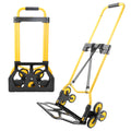 Alloy Steel Folding Trolley on Wheels, 50kg Heavy Duty Sack Truck, 110cm Extended Handle Sack Barrow, Multi-Purpose Dolly Trolley with Elasticated Rope, Stair Climbing Trolley-Office/Home/Garden - Very Good