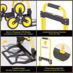 Alloy Steel Folding Trolley on Wheels, 50kg Heavy Duty Sack Truck, 110cm Extended Handle Sack Barrow, Multi-Purpose Dolly Trolley with Elasticated Rope, Stair Climbing Trolley-Office/Home/Garden - Very Good
