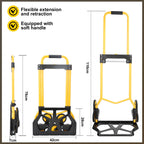 Alloy Steel Folding Trolley on Wheels, 50kg Heavy Duty Sack Truck, 110cm Extended Handle Sack Barrow, Multi-Purpose Dolly Trolley with Elasticated Rope, Stair Climbing Trolley-Office/Home/Garden - Very Good