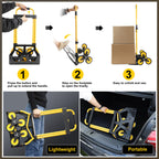 Alloy Steel Folding Trolley on Wheels, 50kg Heavy Duty Sack Truck, 110cm Extended Handle Sack Barrow, Multi-Purpose Dolly Trolley with Elasticated Rope, Stair Climbing Trolley-Office/Home/Garden - Very Good