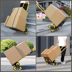 Alloy Steel Folding Trolley on Wheels, 50kg Heavy Duty Sack Truck, 110cm Extended Handle Sack Barrow, Multi-Purpose Dolly Trolley with Elasticated Rope, Stair Climbing Trolley-Office/Home/Garden - Very Good