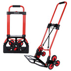 Alloy Steel Folding Trolley on Wheels, 50kg Heavy Duty Sack Truck, 110cm Extended Handle Sack Barrow, Multi-Purpose Dolly Trolley with Elasticated Rope, Stair Climbing Trolley-Office/Home/Garden - Very Good