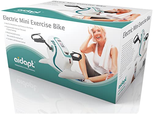 Aidapt Power Assisted Portable Low Joint impact Fitness Rehabilitation Pedal Cycle Exerciser with Low Noise, Speed Control and Remote LCD Display for Leg and Arm Exercises, White - Damaged Box