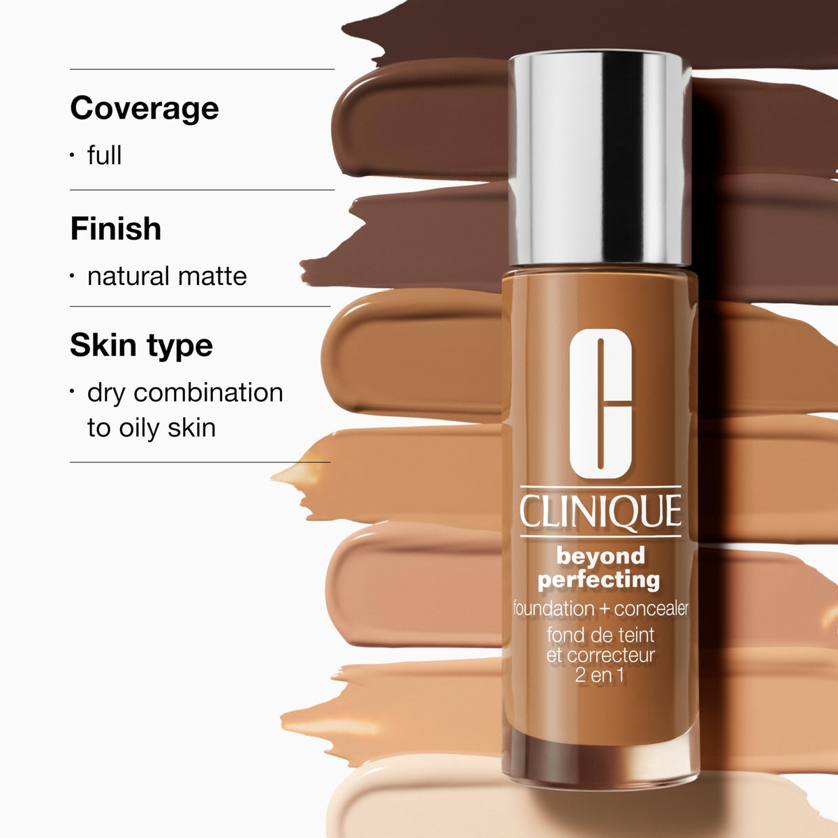 Clinique Beyond Perfecting Liquid Foundation + Concealer - CN 58 Honey - Full Coverage Dry Combination Oily Skin - New
