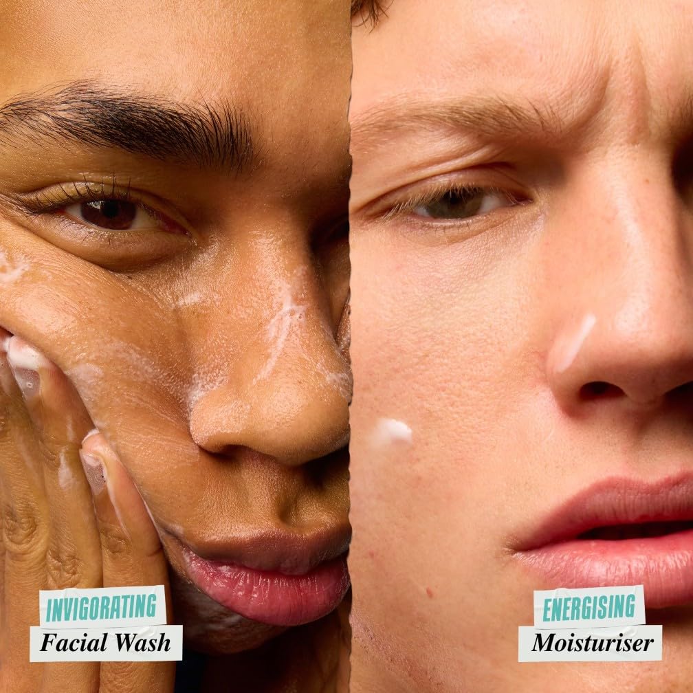 Kiehl's Men's Skincare Set - Refreshing Remedies Invigorating Facial Treatment, Wash 250ml & Moisturiser 200ml - Damaged Box