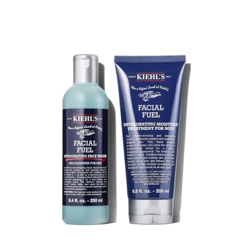 Kiehl's Men's Skincare Set - Refreshing Remedies Invigorating Facial Treatment, Wash 250ml & Moisturiser 200ml - Damaged Box
