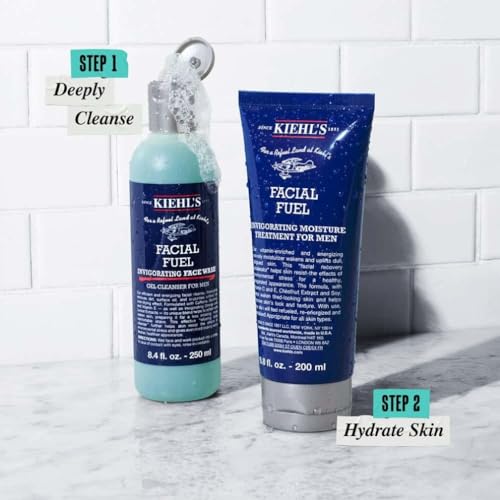 Kiehl's Men's Skincare Set - Refreshing Remedies Invigorating Facial Treatment, Wash 250ml & Moisturiser 200ml - Damaged Box