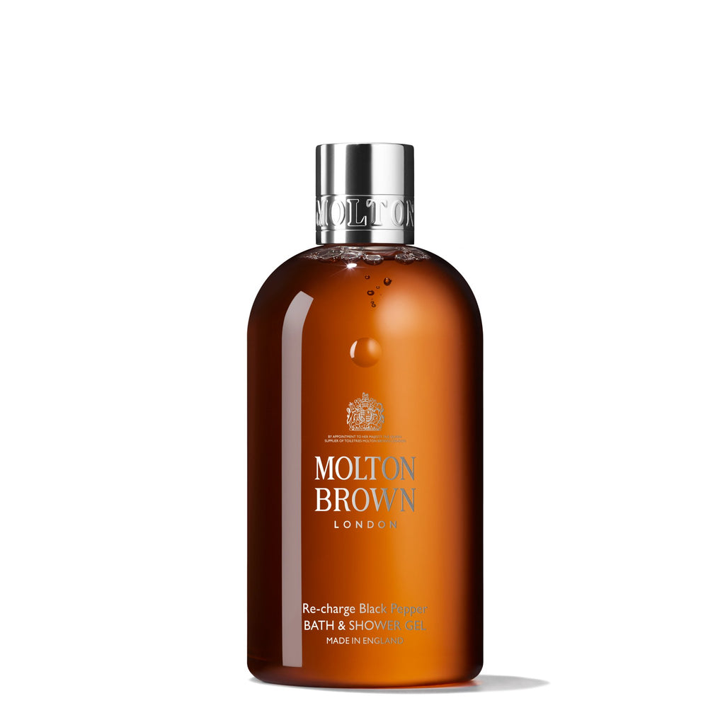 Molton Brown Re-Charge Black Pepper Bath & Shower Gel 300ml - Men's Body Wash, Spicy Aroma, Luxury Toiletries