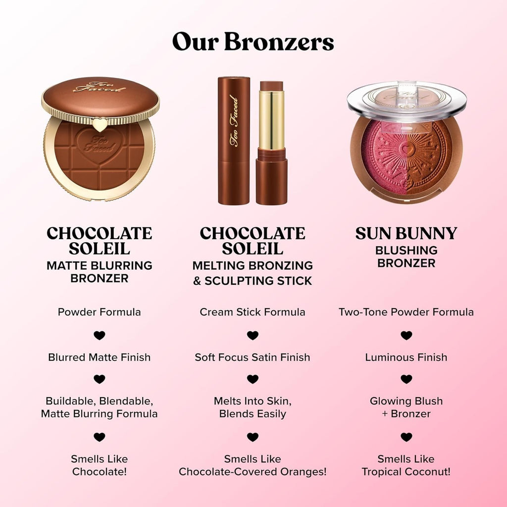 Too Faced Chocolate Soleil Matte Bronzer - Milk Chocolate - Blurring Face Makeup - Damaged Box