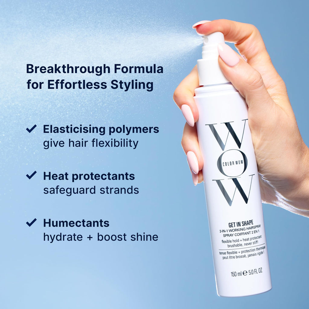 COLOR WOW Get In Shape Non-Aerosol Hairspray - Flexible, Strong Hold with Glossy Finish | Heat Protection + Touchable Control | No Dulling or Yellowing on Colour-Treated Hair