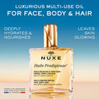 Nuxe Huile Prodigieuse Multi-Purpose Dry Oil 50ml, Legendary Dry Oil, Nourishes, Repairs & Beautifies Face, Body & Hair, Multi-Purpose Vegan Formula