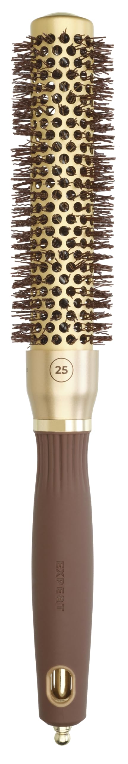 Olivia Garden Expert Blowout Speed - Gold & Brown - 25 - Ceramic Coated Round Brush with Extra Long Barrel for 25% Faster Blowouts - Damaged Box