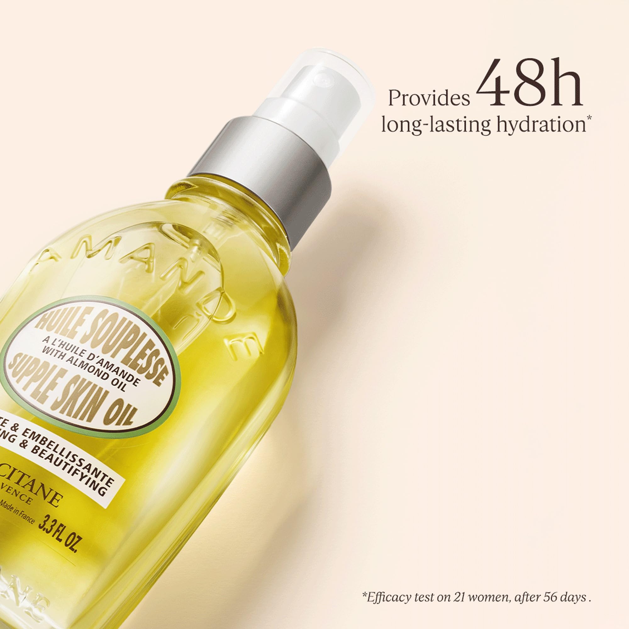 L'OCCITANE Almond Supple Skin Oil 100ml – Vegan Body Oil for Deep Hydration & Glow – Fast-Absorbing Luxury Skincare - Damaged Box