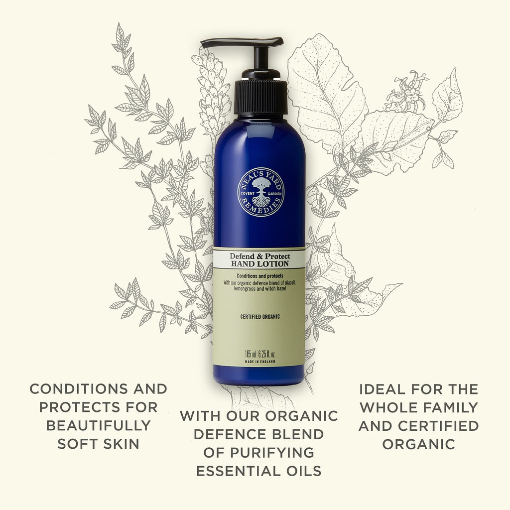 Neal's Yard Remedies Defend and Protect Hand Lotion | Conditions for Beautifully Soft Skin | 185ml
