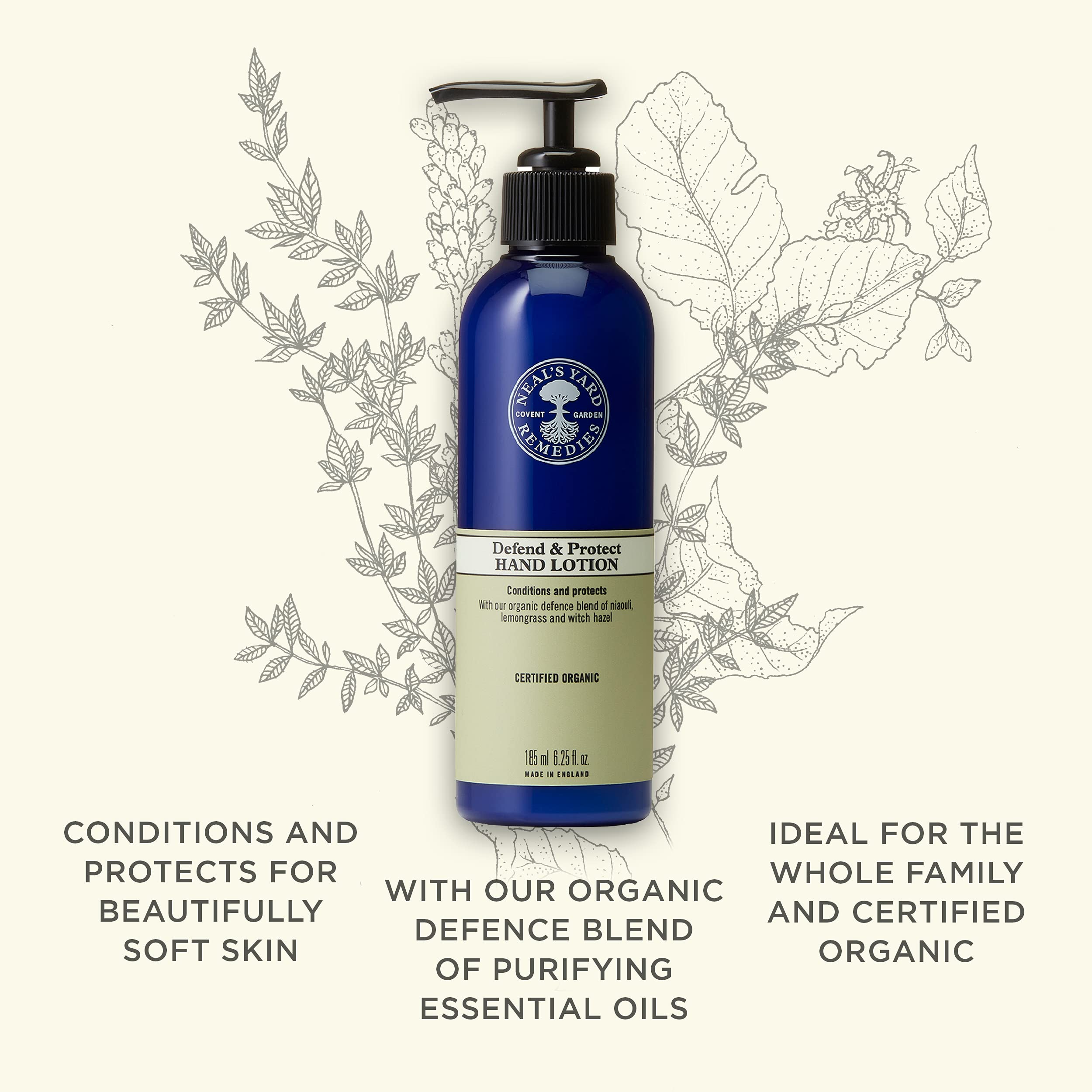 Neal's Yard Remedies Defend and Protect Hand Lotion | Conditions for Beautifully Soft Skin | 185ml