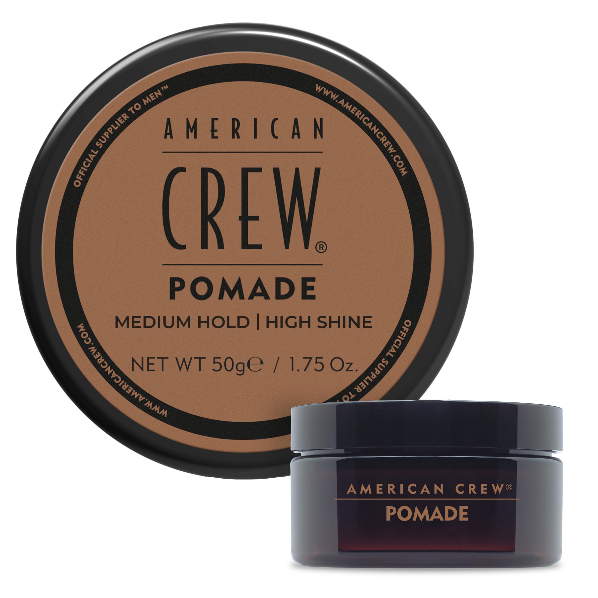 American Crew Pomade with Medium Hold and High Shine, Gifts for Men, for Shape and Control, Water-Based Pomade, Hair Styling for Men - 85 g - Damaged Box